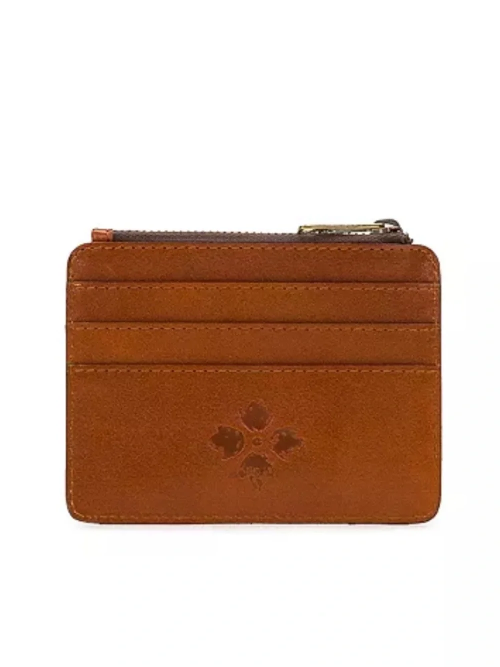 Patricia Nash Cassis ID Case Wallet Key Chain Coin Purse Biscuit Brown Leather - Picture 7 of 9